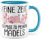 Mädels Tasse Schweinchen lustige Schweine Kaffeetasse Geschenk Kaffee-Becher Schwein süß Geschenkidee Mädchen Kollegin Humor Tante Freundin Cartoon witzig Bäuerin Bauernfrau Ferkel (Weiß/Blau)
