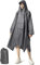 NUUR Regenponcho Herren Damen Unisex Regencape Regenmantel Regenjacke Wasserdicht Hiking Cycling Outdoor 3in1 Mehrzweck Wiederverwendbar Rain Poncho mit Kapuze Gray