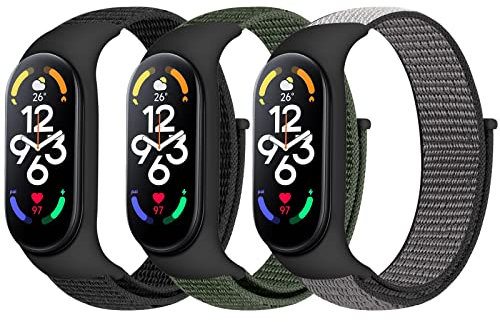 Bcuckood Nylon Armband kompatibel mit Xiaomi Mi Band 7/6/5/4/3 /Amazfit Band 5, verstellbares atmungsaktives Sport Nylon Schlaufen Ersatzarmband für Xiaomi Mi Band 7 6 5 NFC für Männer und Frauen