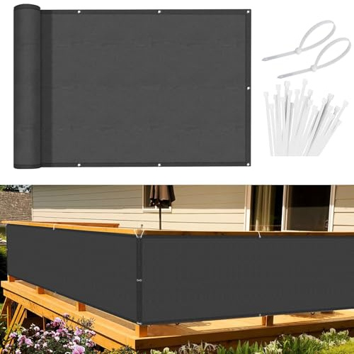 Sunnylaxx 150x600cm Balkon Sichtschutz Anthrazit Mit Kabelbinder | Wasserdicht,Sichtschutz,PES Material,Einfach zu installieren,Für Terrasse und Outdoor-Bereich.