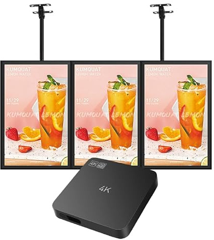 Lunzn Lecteur de publicité HDMI USB Auto Play Free CMS Télécommande 4K Android Media Player Box