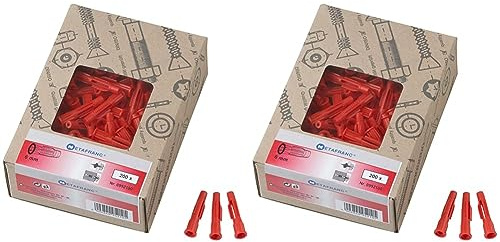 Metafranc Universaldübel - Ø 6 mm - 200 Stück - Made in Germany - Universaldübel für Befestigungen in Voll- & Hohlbaustoffen - Rot - Kunststoff