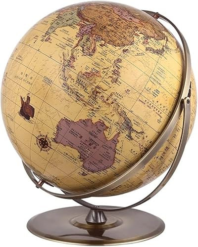 Praktische Vintage-Globen, Durchmesser 16,5 Zoll/42 cm, großer Weltglobus mit Edelstahlkugel und Sockel, Globus der Welt für Kinder oder dekorative Schreibtischdekoration