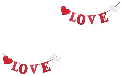 ABOOFAN 2 Stücke Hochzeit Tag Wimpelkette Ich Liebe Dich Valentinstag Banner Mit Engel Amor Herz Decor Einfach Zu Für Party Dekorationen