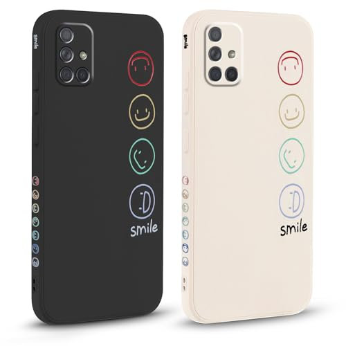 Pnakqil 2 stück Handyhülle für Samsung Galaxy A71 4G 6.7,Hülle Süßes Bemaltes Smile Face Design Case Weiche Tasche für Damen Geschenk Modische TPU Dünn Stoßfeste Kameratasche Schutzhülle