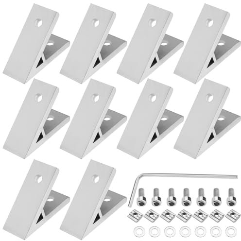 The Lord of the Tools 10Pcs 3030 Extrusion Corner Codes 45 Degree Aluminium Corner Bracket Profile Corner Connector Accessories for 3D Printers CNC Milling Machines