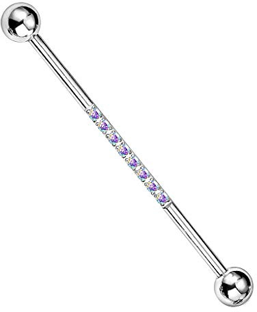 Taffstyle Industrial Ohr Knorpel Piercing Langhantel Barbell Scaffold mit Kristallen