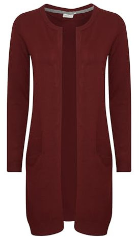 Pulz PZSARA - Damen Strickjacke Lang Feinstrick Cardigan Regular fit - 50203258, Größe:M, Farbe:Tawny Port Melange (1917251)