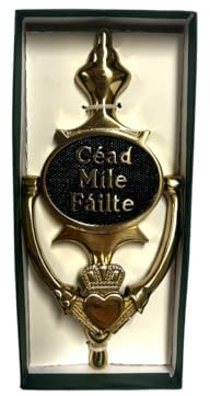 Exclusively Irish Cead Mile Failte Oval - Claddagh Türklopfer, Schwarzes Messing