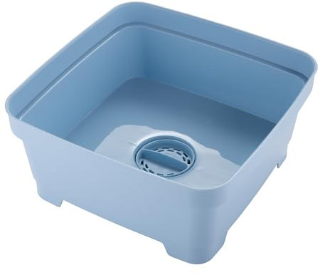 Minky Washing Up Bowl with Sink Plug Strainer, Multipurpose Square Basin, Slate Blue, 11L, UK Made