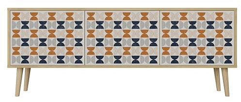 Healancy Biomedical TV Schrank mit Türen - Kommode - Fernsehschrank - Lowboard - Fernsehtisch - Wohnzimmer Möbel - Board mit Stauraum - Tisch - Sideboard - Fernsehrregal Riva-Eiche