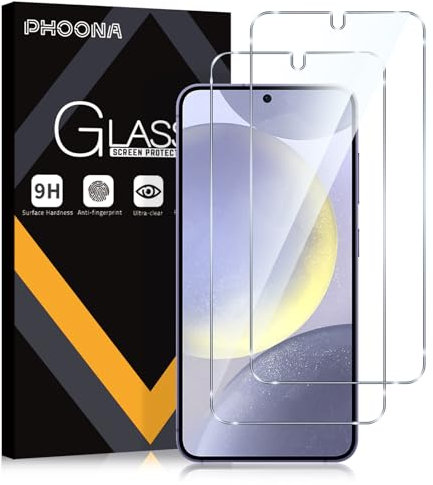 Phoona Verre Trempé pour Samsung Galaxy S24 /S25 5G, Lot de 2 Vitre Film Protection écran Compatible avec Samsung S24, Dureté 9H Vitre, Ultra Clair, Anti-Rayures, Facile à Installer