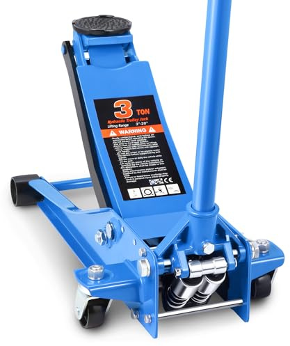 DNA MOTORING Hydraulischer Wagenheber mit niedrigem Profil, 3 Tonnen Kapazität, Hubbereich 7,6 cm - 50,8 cm, Blau, TOOLS-00475