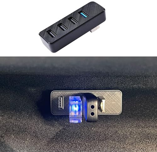 Leikaendi Handschuhfach USB Hub für Tesla 2024-2025 Model 3 Highland & Neue Model Y Juniper, 4-in-1 Handschuhbox Docking Station Zubehör für Dashcam Flash Drive Ladegerät Datenübertragung Spiele Musik