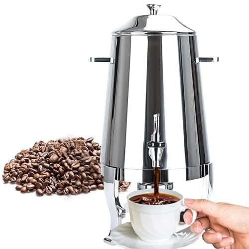 Vigamimn Commercial Coffee Urn, 13L/100 Cup Stainless Steel Hot Water Dispenser, Hot & Iced Coffee Maker,Drink Dispenser for Party,Catering