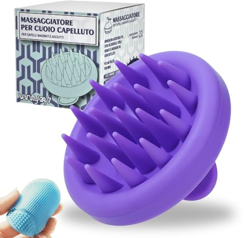 Massaggiatore Cuoio Capelluto in Silicone | Kit 2 in 1 con Spugnetta Esfoliante Viso | Stimola Crescita Capelli | Rimuove Sebo e Forfora | Per Capelli Bagnati e Asciutti | VANITY 24/7