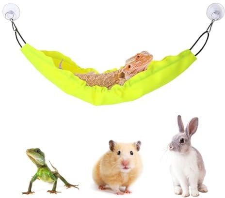Gecko Lebensraum Terrarium Deko Hängematte Reptilien Hängepflanze Terrarium Zubehör Dekor für Eidechsen, Schlangen, Leguan, Chamäleon (Gelb)
