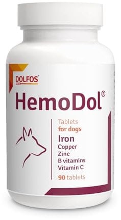 HemoDol 90 tablets Iron Support for Dogs Copper Zinc B Vitamins