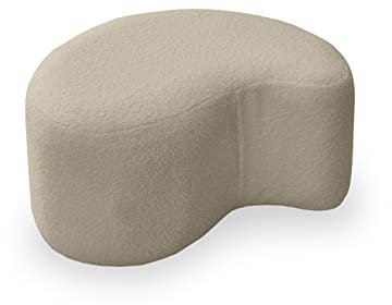 Generisch Pouf Hocker ǀ MIUF Sitzpouf ǀ Sitzhocker Fußbank Polsterhocker Wohnzimmer Schlafzimmer Vorzimmer Ankleidezimmer ǀ 68 x 64 x 36 cm ǀ Bouclé-Stoff (Creme)