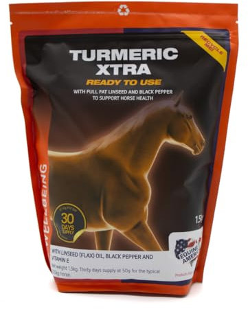 Equine America 1.5kg Turmeric Xtra Pony & Horse Supplement. Premium Joint Supplement for Horses and Ponies to Support Mobility. Natural Ingredients Including Turmeric, Linseed Oil and Black Pepper