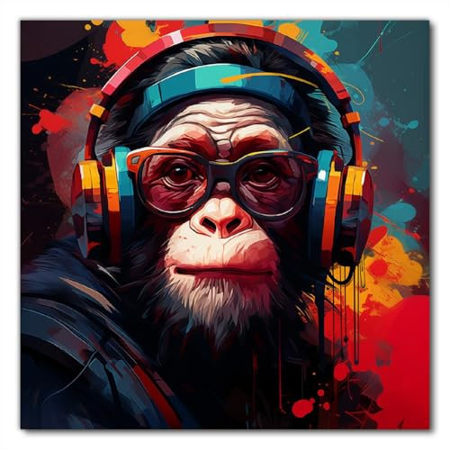 Wallario Selbstklebende Möbelfolie/Tischdecke für Innen und Außen, Größe: 70 x 70 cm - Chimp - Musik