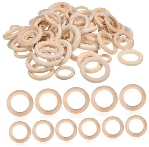 STOBOK 80stücke Unbehandelte Holzringe Für -projekte Natürliche Makramee-ringe Bastelringe Für Schmuckherstellung Und Dekoration