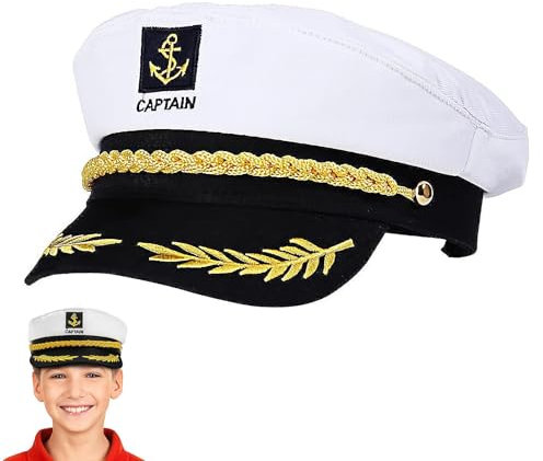 beejune Kapitänsmütze Herren, Matrosenmütze, Faschingsmütze Herren, Weisse Kapitänsmütze Matrosenmütze, Yacht Schiff Boot Marine Mütze Für Damen, Männer & Erwachsene