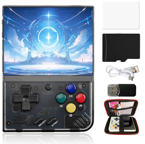 Miyoo Mini Plus Retro Game Console,3.5 Inch IPS Classic System Retro Video Games Consoles,with 128G TF Card and Wireless Networt Handheld Console Casual Game Console(Black)