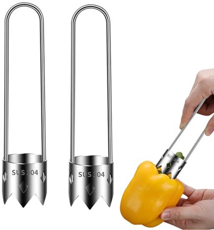 Red Bell Pepper Seed Corer - Dénoyauteur de pommes avec lame en acier inoxydable - Dénoyauteur de fruits - Coupe-poivron rouge - Outil pour légumes - Dénoyauteur de fruits - Ustensiles de cuisine (2
