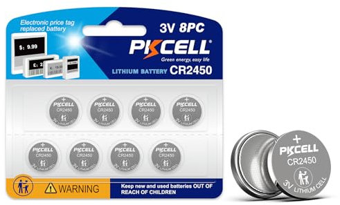 PKCELL CR2450 Batterien Lithium Knopfzellen 3,0V 600mAh für Autoschlüssel,Fernbedienungen,8Stück