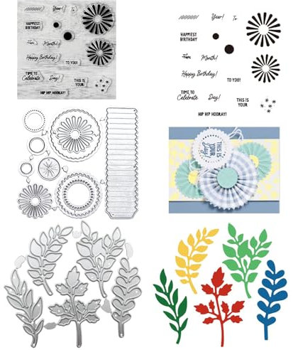 Zasvec Stanzschablonen Neuheiten 2024 - 14 Stück Stanzschablonen Set mit Leaf Metall Schneiden Schablonen Stempel Und Stanzen Set für DIY Scrapbooking