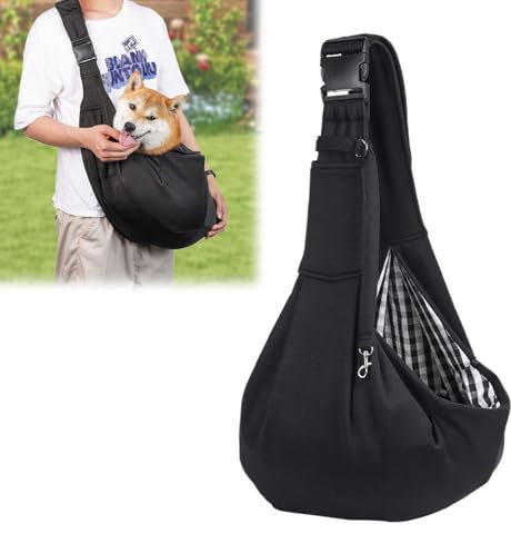 ACTOYS Borsa a Tracolla Regolabile e Reversibile per Animali Domestici, Trasportino Portatile da Viaggio per Cani da Passeggio (Nero)