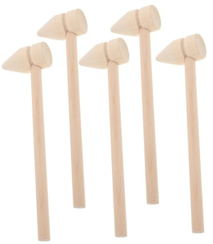 Hemobllo 5pcs Mini Wooden Hammer for Boys and Girls Safe Toy Mallets for Hand Training Birthday Party Favors and Educational Play Lightweight and Craft Tools