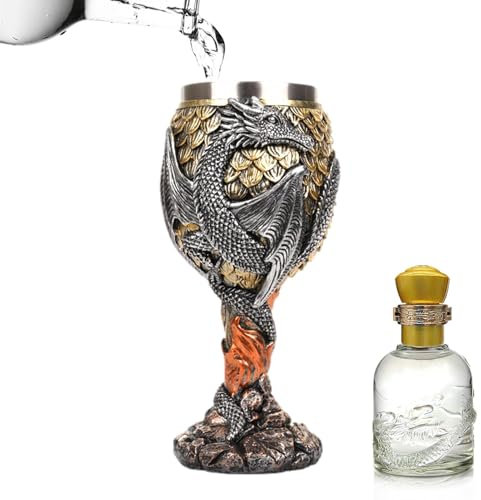 House Dragon Wine Goblet - Medieval Dragons Wine Chalice | Dragon Wine Goblet, Stainless Steel Creative Goblets, Dragons Goblets Chalices, Wear Resistant Wine Glass, Wine Goblet for Daily Drinking