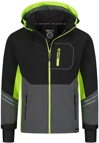 Rock Creek Softshelljacke Herren Outdoor Windbreaker H-344 Neongelb 3XL | Wasserabweisende Übergangsbekleidung, funktionale Wanderjacke für Männer, Camping, Freizeit und wechselhaftes Wetter