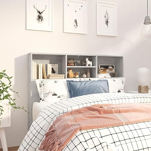 FSJIELW Home & Garden-Headboard Cabinet Concrete Grey 120x19x103.5 cm-Furniture Choice