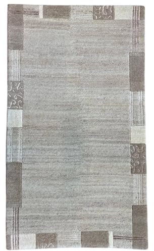 Rug Studios Teppich INDO NEPAL | Farbe: Beige meliert | Größe: 90 x 160 cm | orientalisch | gemustert | Vintagedesign | glamourös | Landhaus | Vintage | elegant | Wohnzimmer | Schlafzimmer | strapazie
