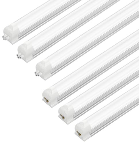 JESLED LED Röhre 120cm Komplett Set mit Fassung, 36W 4000K 5940LM LED Werkstattlampe Erweiterbar, Milchige Abdeckung Led Lichtleiste, Unterbauleuchte, Kellerlampe, Garagenlampe, Röhrenlampe, 6 Stück