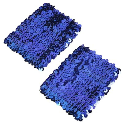 YUZIMEI Ausgestellte Ärmel, stilvolle dehnbare elastische Armstulpen Blingbling Pailletten für Party Kostüm Damen Manschetten Arm Sleeve mit Pailletten - Dunkelblau