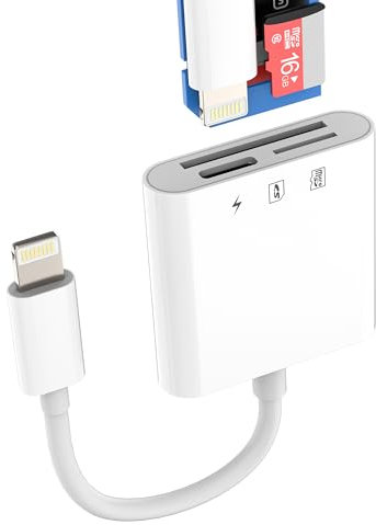 Lector De Tarjetas SD Lightning para iPhone 14 13 Pro MAX Cargador Cable Adaptador Micro SD Card Reader Certificado MFI para Apple para iPad Cámara TF Memory Stick Fotos Digital Almacenamiento