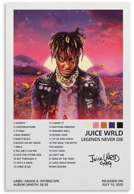 Legends Never Album Die Dekoratives Gemälde, Ölgemälde, Leinwand, Wandposter und Kunstgemälde, Druck, moderne Heimdekoration, Poster, 20 x 30 cm, ungerahmter Stil