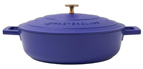 MasterClass Cast Aluminium Electric Blue Shallow Casserole Dish, 28cm, 4 Litre, Gift Boxed
