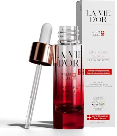 LA VIE D'OR Lip Care Serum, 20ml, Stammzell-Technologie & Exosomen-Komplex, Lippenpflege mit Volumen-Effekt, Vegan, Parfümfrei
