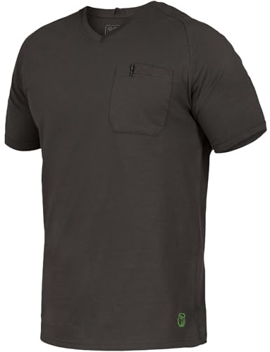 Leibwächter Flex-Line Herren Arbeitsshirt mit Brusttasche – Anthrazit – Gr. XL – Relaxed Fit Shirt Baumwolle – T-Shirt mit V-Ausschnitt – Antibakteriell und Antipilling