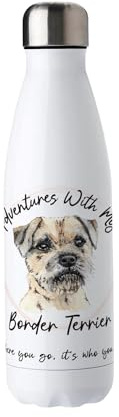 Purely Home Adventures with my Border Terrier Metal Water Bottle - Double Walled 500ml Hot/Cold Drinks Bottle Outdoor Dog Gifts