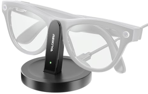 REIKIYA Ladestation für Ray-Ban Meta Smart Glasses, Tragbare Ladestation für Wayfarer, Headliner und Skyler mit 1 m USB-C-Kabel