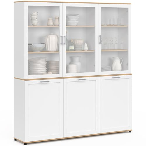 IDMarket - VITO Cassettiera da 160 cm a 6 ante in legno e bianco
