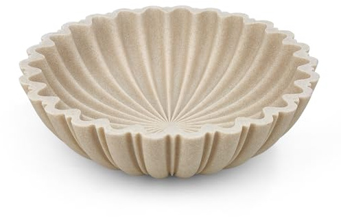 HFWDGTAO Moderne Dekoschale Beige, 27 cm große dekorative Schale für Couchtisch, Flur, Esstisch oder Küchenzeile – als Obstschale, Schlüsselschale oder Bonbonschale