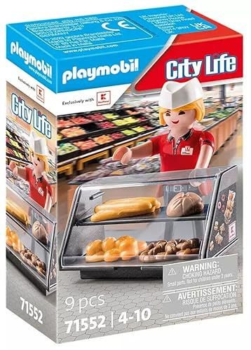 PLAYMOBIL Kaufland 71552 Brotverkäuferin an der Backtheke - mit Brötchen und Baguette für Jede Bäckerei EIN Spaß. Als Geschenk für Kinder für den Einkaufsladen oder das Geschäft