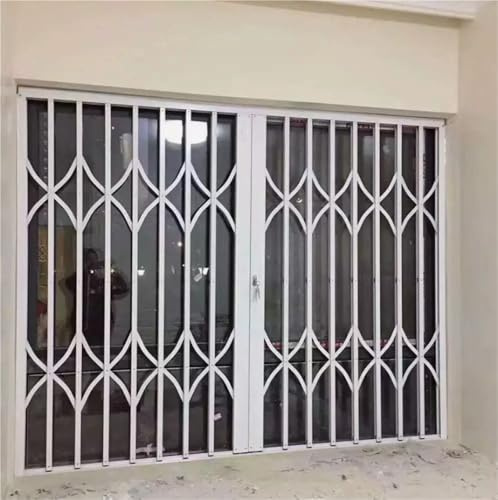 Fenstergitter Einbruchschutz Faltbares Aluminium-Schiebefenster, Weißes Faltbares Sicherheitsgitter Für Die Innen- Und Außenmontage, Gewerbliches Sicherheitsfenstergitter(100x150cm/40x60in)